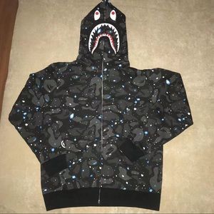 bape relaxed space camo full zip hoodie black